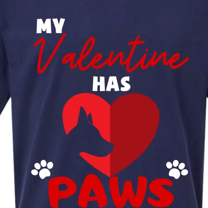 My Valentine Has Paws Dog Lover Valentines Day Gift Sueded Cloud Jersey T-Shirt