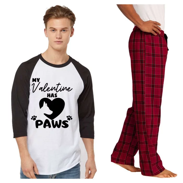 My Valentine Has Paws Dog Lover Valentines Day Great Gift Raglan Sleeve Pajama Set