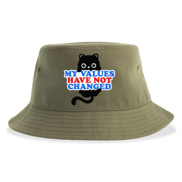 My Values Have Not Changed Funny Kamala Harris Cat Sustainable Bucket Hat