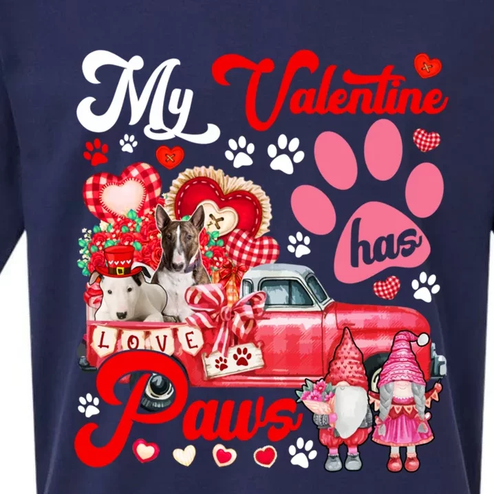 My Valentine Has Paws Couple Bull Terriers On Pickup Gnomes Funny Gift Sueded Cloud Jersey T-Shirt