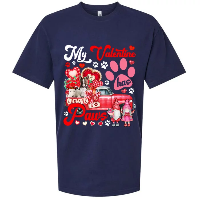 My Valentine Has Paws Couple Bull Terriers On Pickup Gnomes Funny Gift Sueded Cloud Jersey T-Shirt