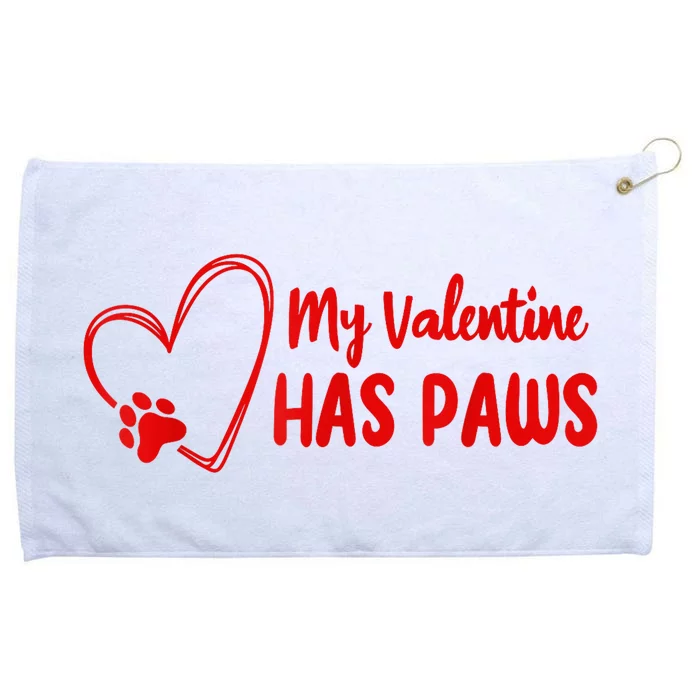 My Valentine Has Paws Funny Cat Dog Lover Pet Paws Heart Grommeted Golf Towel