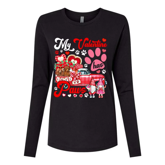 My Valentine Has Paws Couple Poodles On Pickup Gnomes Great Gift Womens Cotton Relaxed Long Sleeve T-Shirt