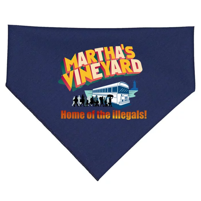 Martha's Vineyard Home Of The Illegals Funny USA-Made Doggie Bandana