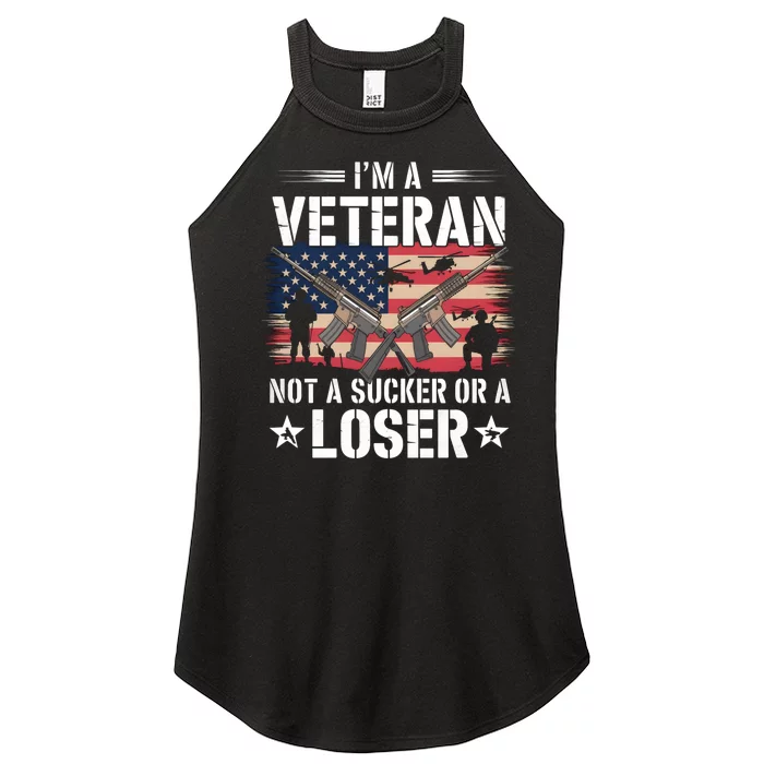 Military Vintage IM Veteran Not A Sucker Or A Loser Veteran Women’s Perfect Tri Rocker Tank