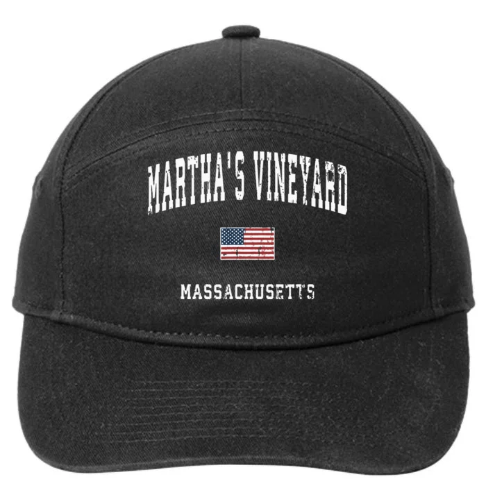 Marthas Vineyard Massachusetts Ma Vintage American Flag 7-Panel Snapback Hat