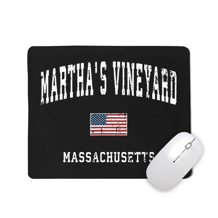 Marthas Vineyard Massachusetts Ma Vintage American Flag Mousepad