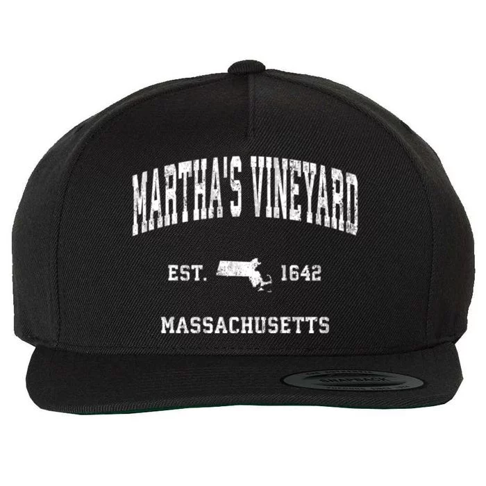 MarthaS Vineyard Massachusetts Ma Vintage Athletic Wool Snapback Cap