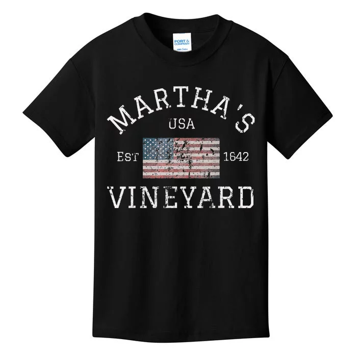 Martha's Vineyard Massachusetts American Flag USA Vintage Kids T-Shirt