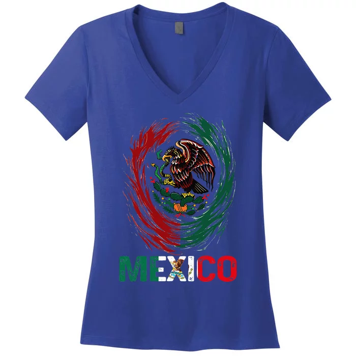 Mexican Viva Mexico Independence Day Flag Women's V-Neck T-Shirt