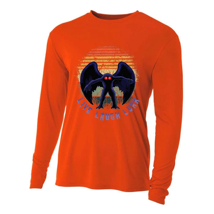 Monster Vintage Moth Man Laugh Live Lurk Halloween Cryptid Cooling Performance Long Sleeve Crew