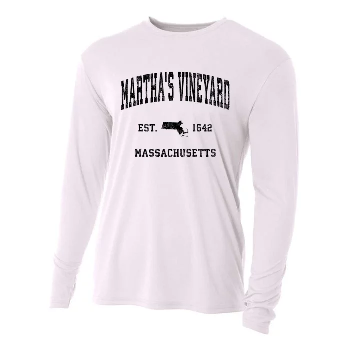 Marthas Vineyard Massachusetts Ma Vintage Established Athletic Cooling Performance Long Sleeve Crew