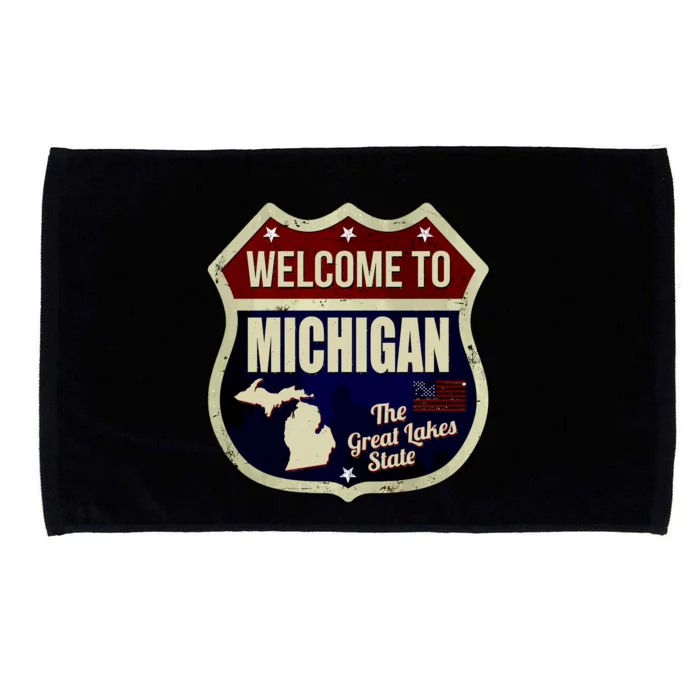 Michigan Vintage Metal Road Sign Logo Microfiber Hand Towel