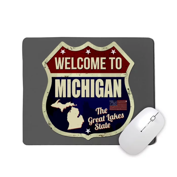 Michigan Vintage Metal Road Sign Logo Mousepad