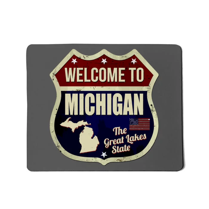 Michigan Vintage Metal Road Sign Logo Mousepad