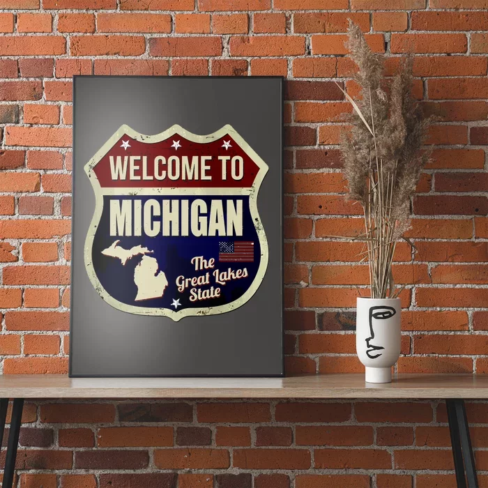 Michigan Vintage Metal Road Sign Logo Poster