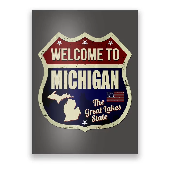 Michigan Vintage Metal Road Sign Logo Poster