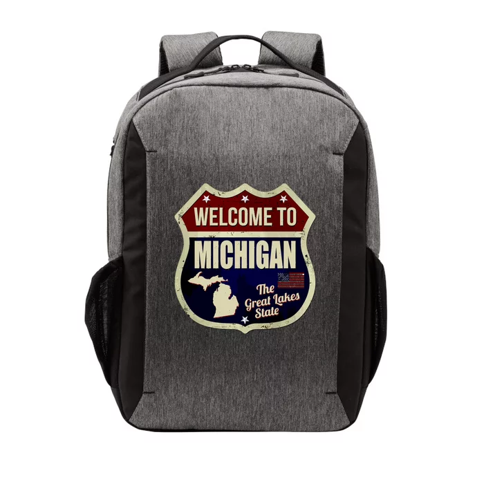 Michigan Vintage Metal Road Sign Logo Vector Backpack