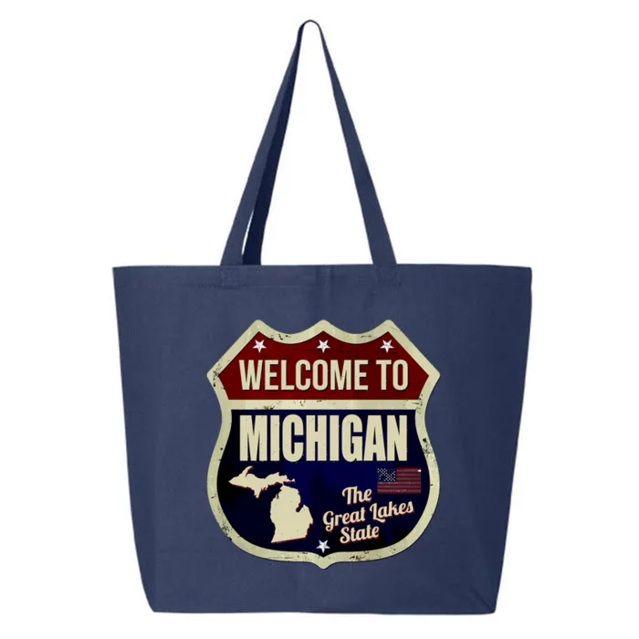 Michigan Vintage Metal Road Sign Logo 25L Jumbo Tote