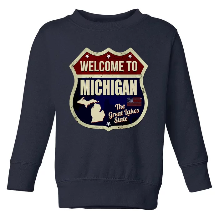 Michigan Vintage Metal Road Sign Logo Toddler Sweatshirt