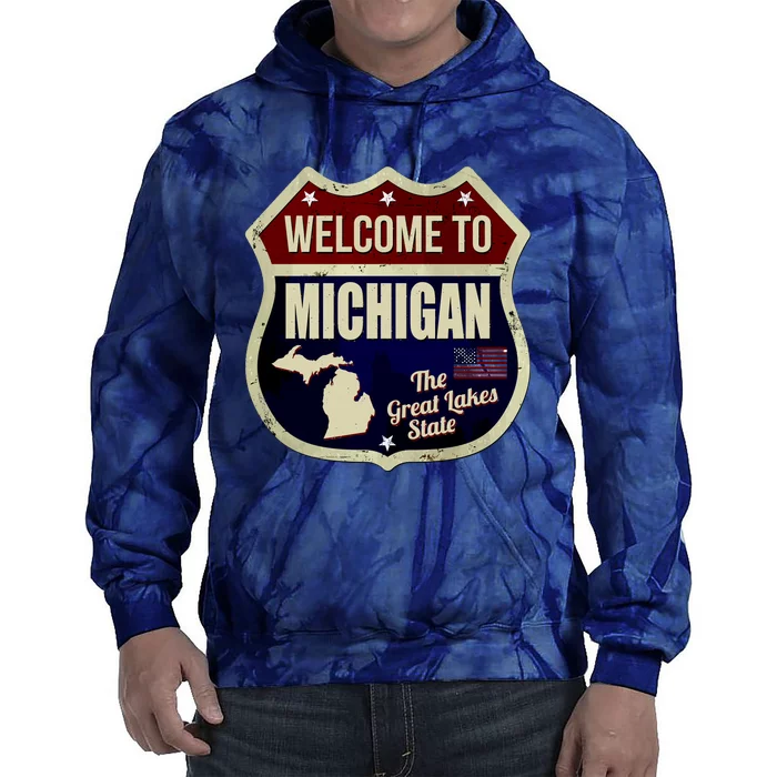 Michigan Vintage Metal Road Sign Logo Tie Dye Hoodie