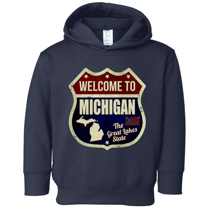 Michigan Vintage Metal Road Sign Logo Toddler Hoodie