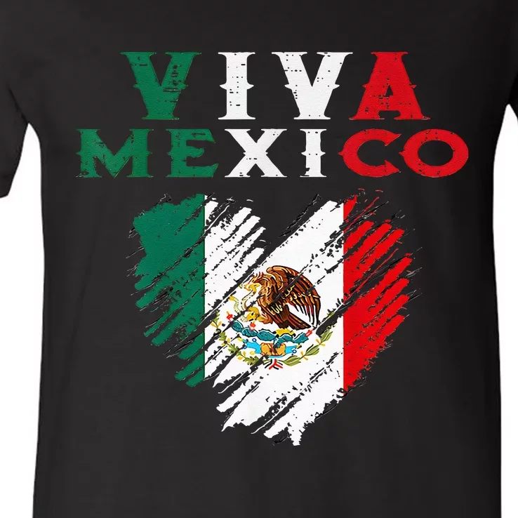 Mexican Viva Mexico Independence Day Flag Kids V-Neck T-Shirt