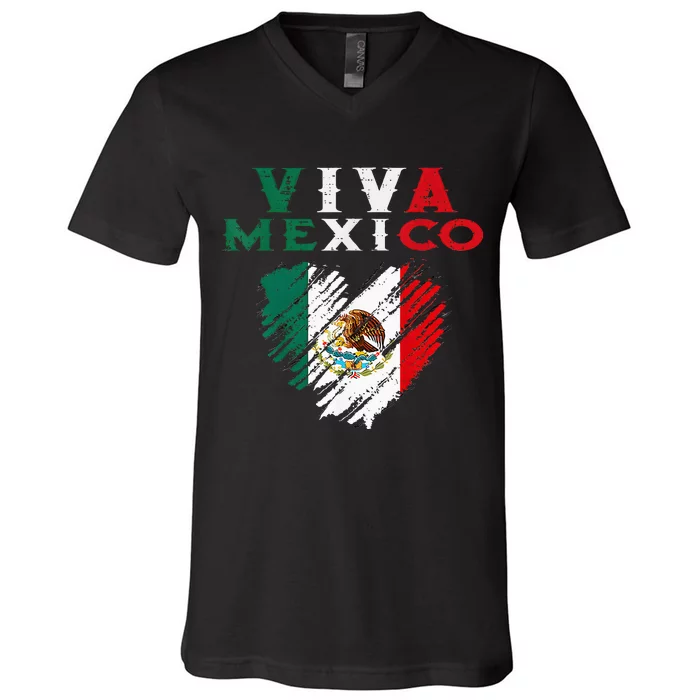 Mexican Viva Mexico Independence Day Flag Kids V-Neck T-Shirt