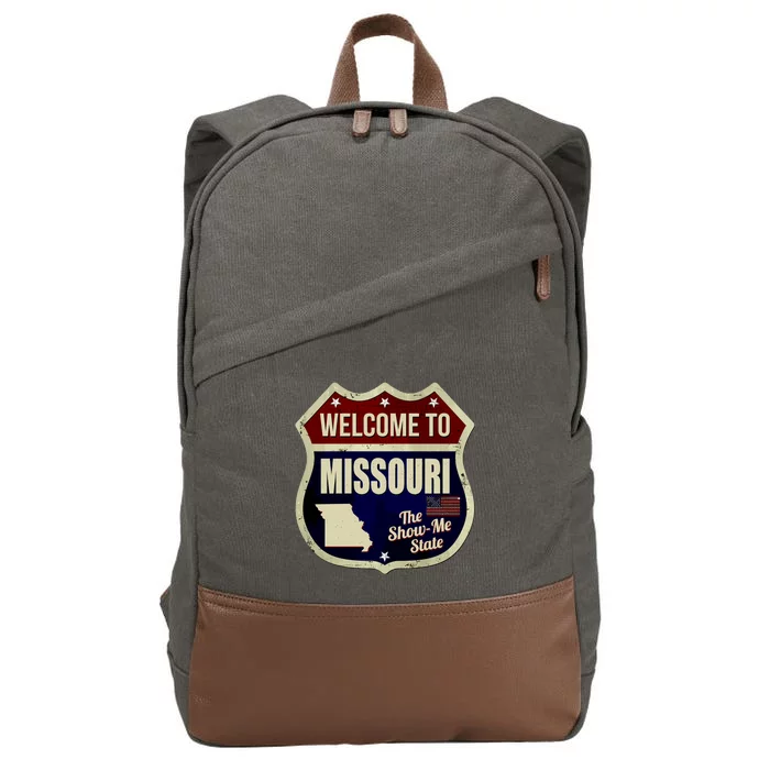 Missouri Vintage Metal Road Sign Logo Cotton Canvas Backpack