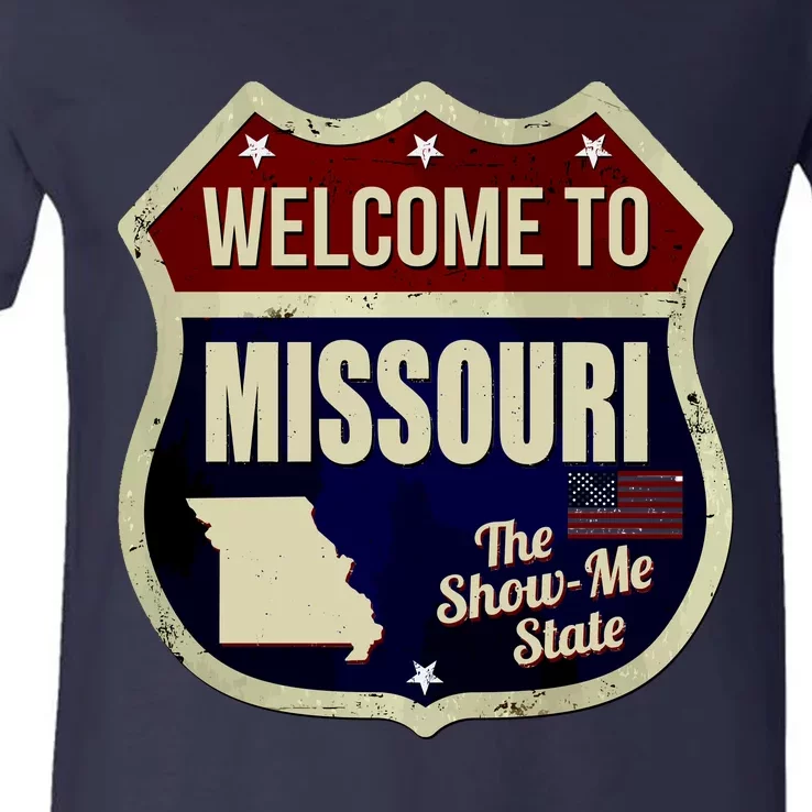 Missouri Vintage Metal Road Sign Logo V-Neck T-Shirt