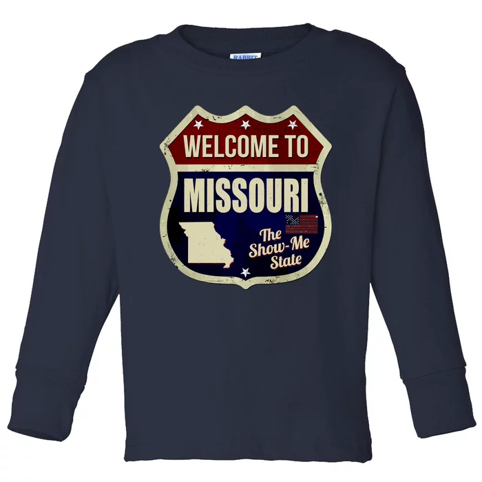 Missouri Vintage Metal Road Sign Logo Toddler Long Sleeve Shirt