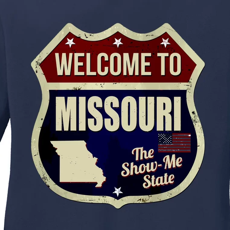 Missouri Vintage Metal Road Sign Logo Ladies Long Sleeve Shirt