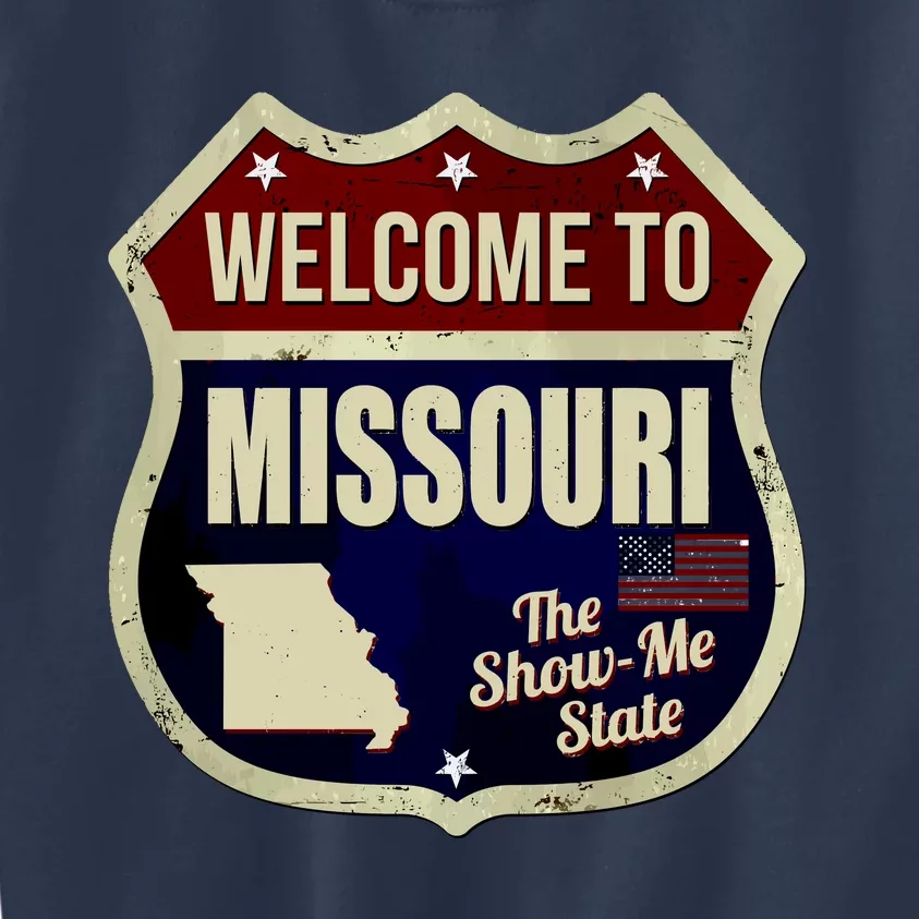 Missouri Vintage Metal Road Sign Logo Kids Sweatshirt