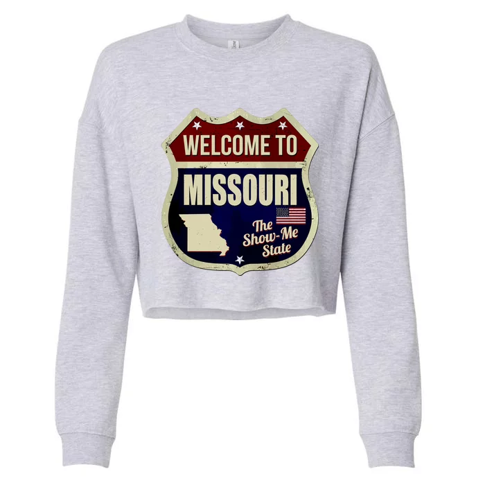 Missouri Vintage Metal Road Sign Logo Cropped Pullover Crew