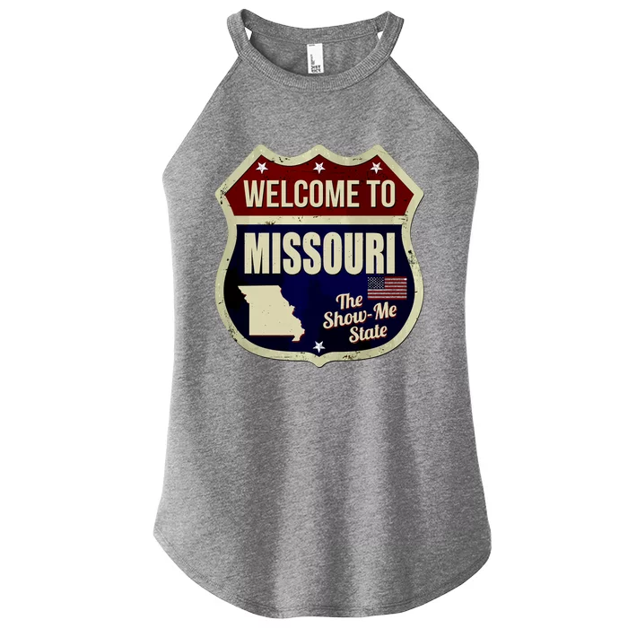 Missouri Vintage Metal Road Sign Logo Women’s Perfect Tri Rocker Tank