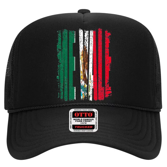 Me Vale Mexican Flag Latino Spanish Slang No Me Importa High Crown Mesh Trucker Hat