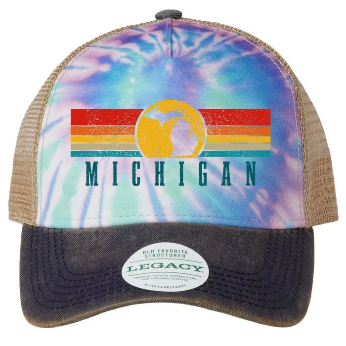 Michigan Vintage Map Roots Pride Retro Legacy Tie Dye Trucker Hat