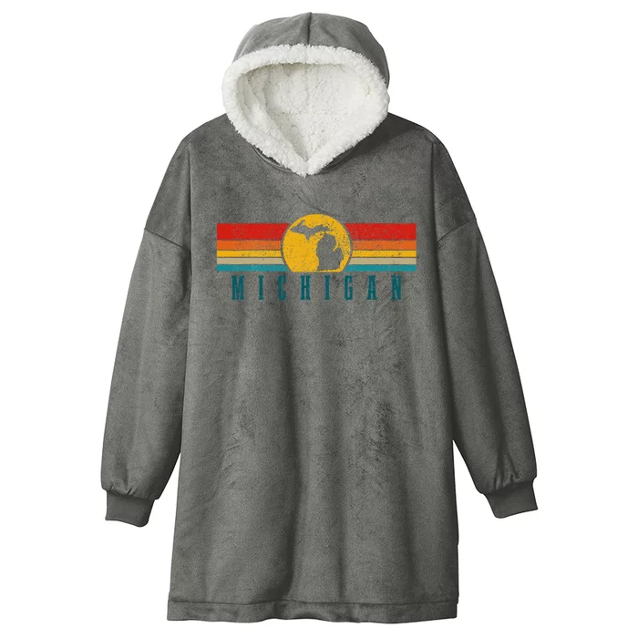 Michigan Vintage Map Roots Pride Retro Hooded Wearable Blanket