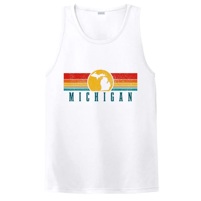 Michigan Vintage Map Roots Pride Retro Performance Tank