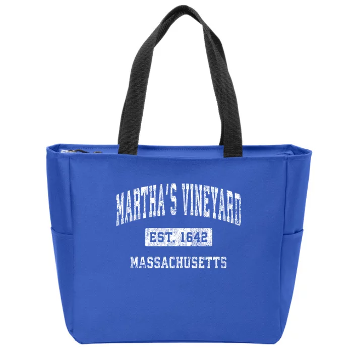 MarthaS Vineyard Massachusetts Vintage Established Sports Zip Tote Bag