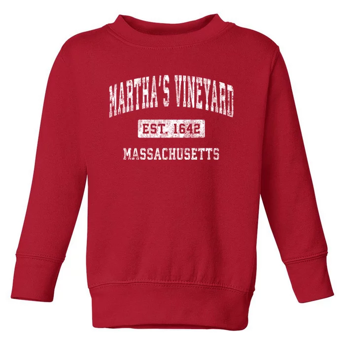 MarthaS Vineyard Massachusetts Vintage Established Sports Toddler Sweatshirt