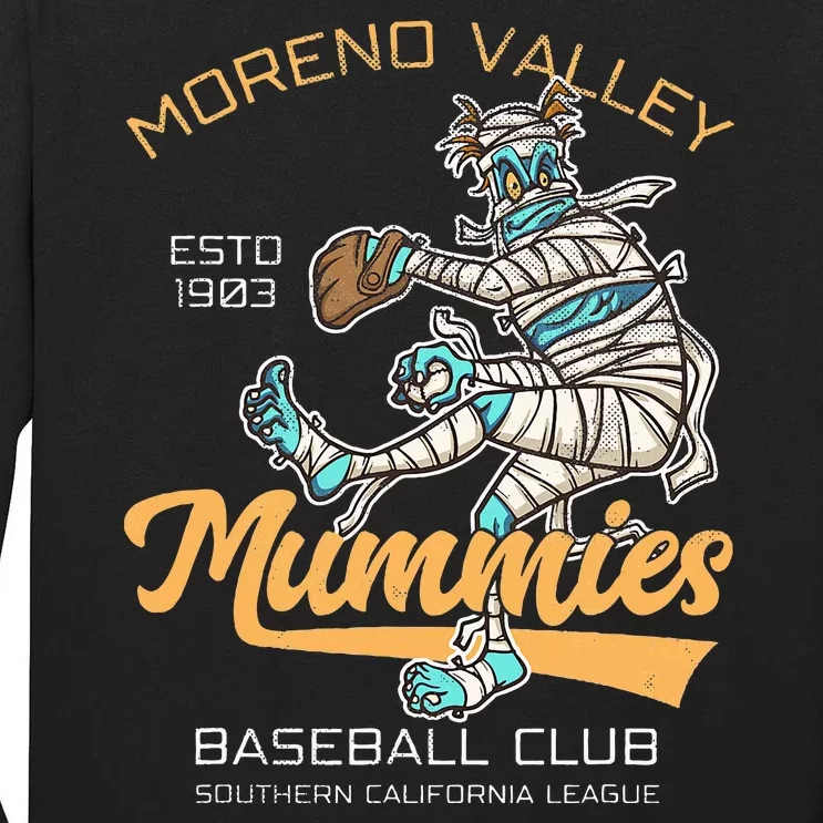 Moreno Valley Mummies Minor League Retro Baseball Team Tall Long Sleeve T-Shirt