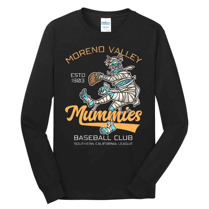 Moreno Valley Mummies Minor League Retro Baseball Team Tall Long Sleeve T-Shirt