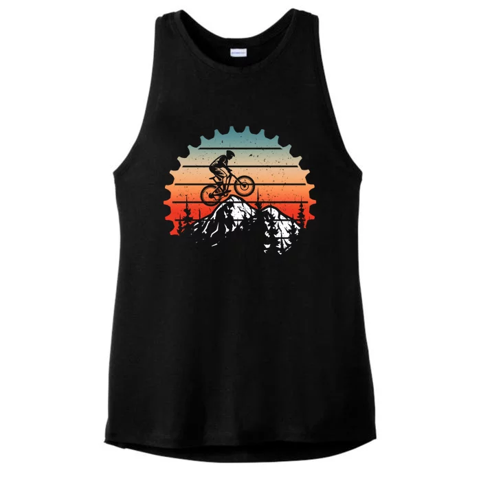 Mens Vintage Mountain Bike Tee Cycling Gear Mountain Biking Cool Gift Ladies Tri-Blend Wicking Tank