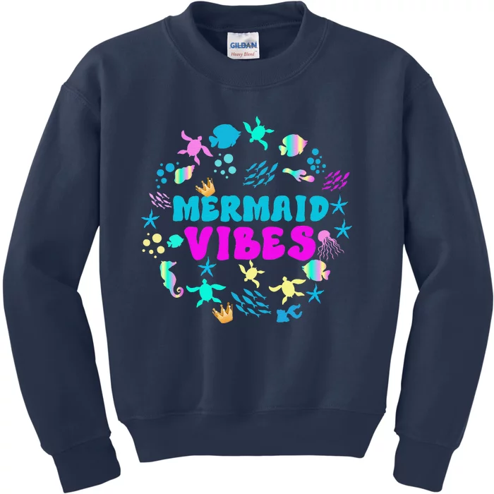 Mermaid Vibes Matching Birthday Women Daughter Party Kids Sweatshirt