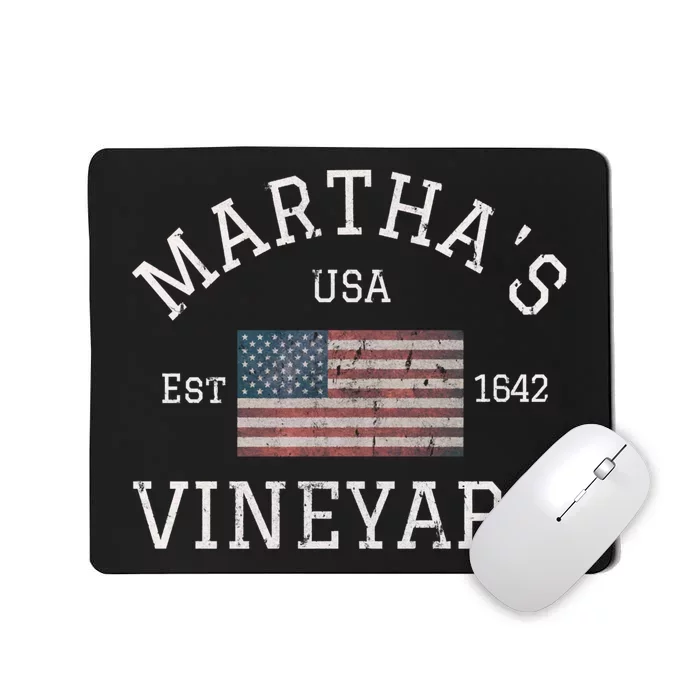 Marthas Vineyard Massachusetts American Flag Usa Vintage Mousepad