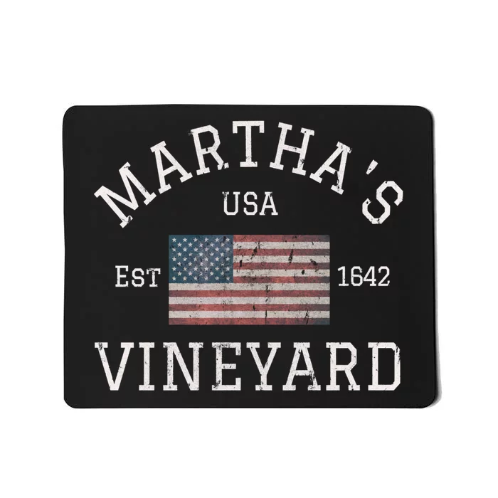 Marthas Vineyard Massachusetts American Flag Usa Vintage Mousepad