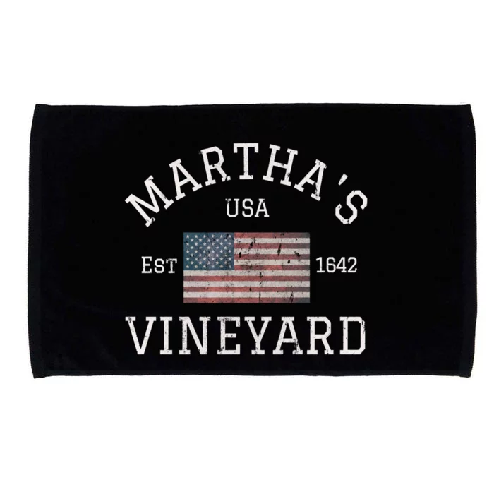 Marthas Vineyard Massachusetts American Flag Usa Vintage Microfiber Hand Towel