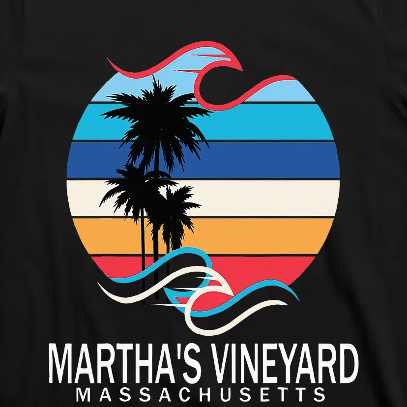 MarthaS Vineyard Massachusetts Beach Retro Surfboarder T-Shirt