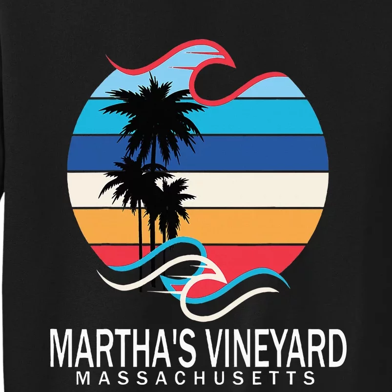 MarthaS Vineyard Massachusetts Beach Retro Surfboarder Tall Sweatshirt